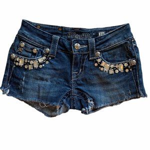 Miss Me Jean Shorts Blue Cut Off Embellished 23